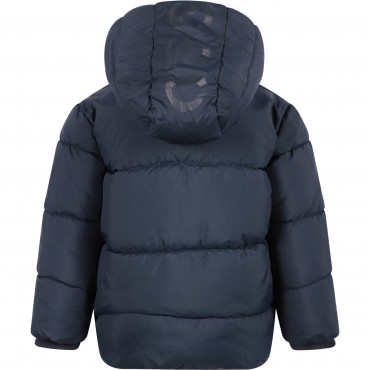 Padded Logo Jacket in Navy