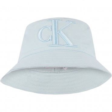 Embroidered Logo Bucket Hat in Light Blue