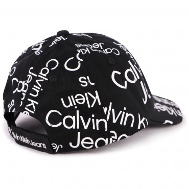 Contrasting Monogram All Over Cap in Black