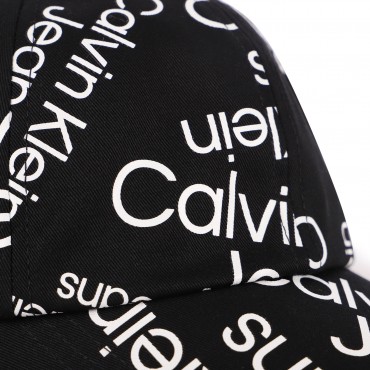 Contrasting Monogram All Over Cap in Black