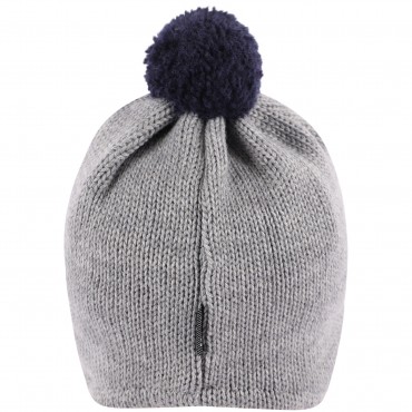 Car Print Woolen Pom Pom Cap in Grey