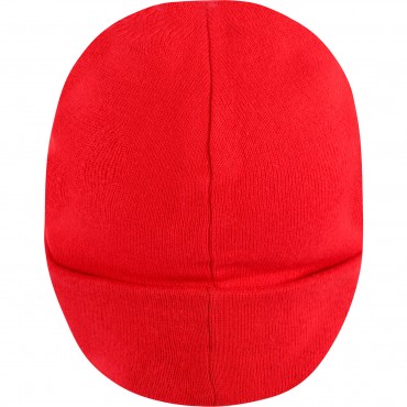 Uneven Monogram Letters Winter Beanie in Red