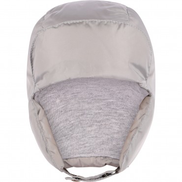 Down Padded Winter Cap with Ear Flaps in Grey