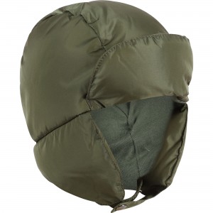 Down Padded Winter Cap with Ear Flaps in Khaki