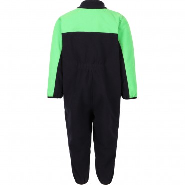 Fleece First Layer Logo Ski Overall in Green and Black