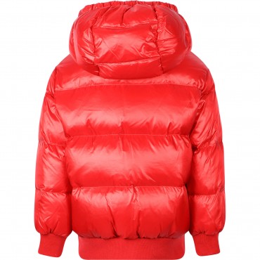 Colorful Monogram Padded Winter Jacket in Red