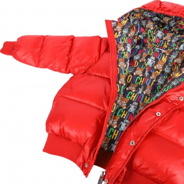 Colorful Monogram Padded Winter Jacket in Red