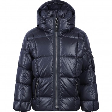 Down Padded Ski Logo Jacket in Navy