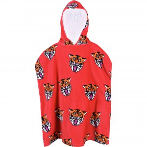 Tiger King Repeat Hooded Beach Towel in Red