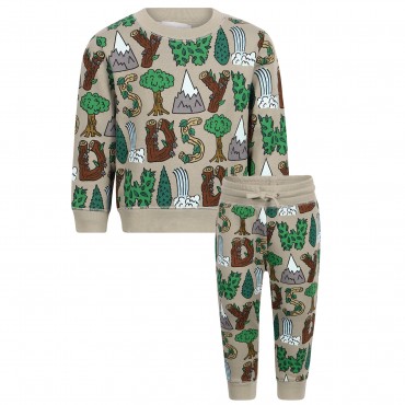 Stay Wild Nature Print Tracksuit in Beige