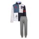 Half-Zip Sweatshirt and Track Pants Set in Blue, White and Grey