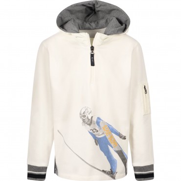 Skier Print Tracksuit in White and Navy