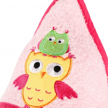 Owl Hooded Towel in Pink