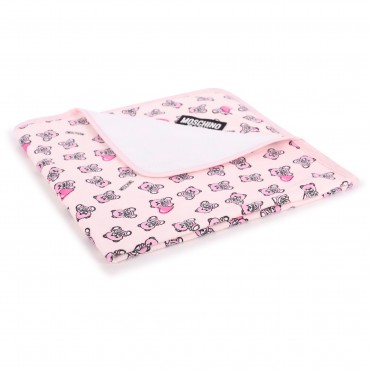 Teddy Toy Print Towel in Pink