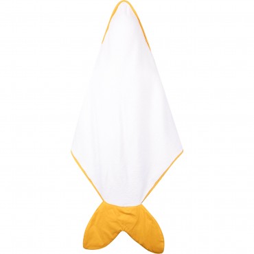 Shark Tail Hooded Towel in White and Yellow